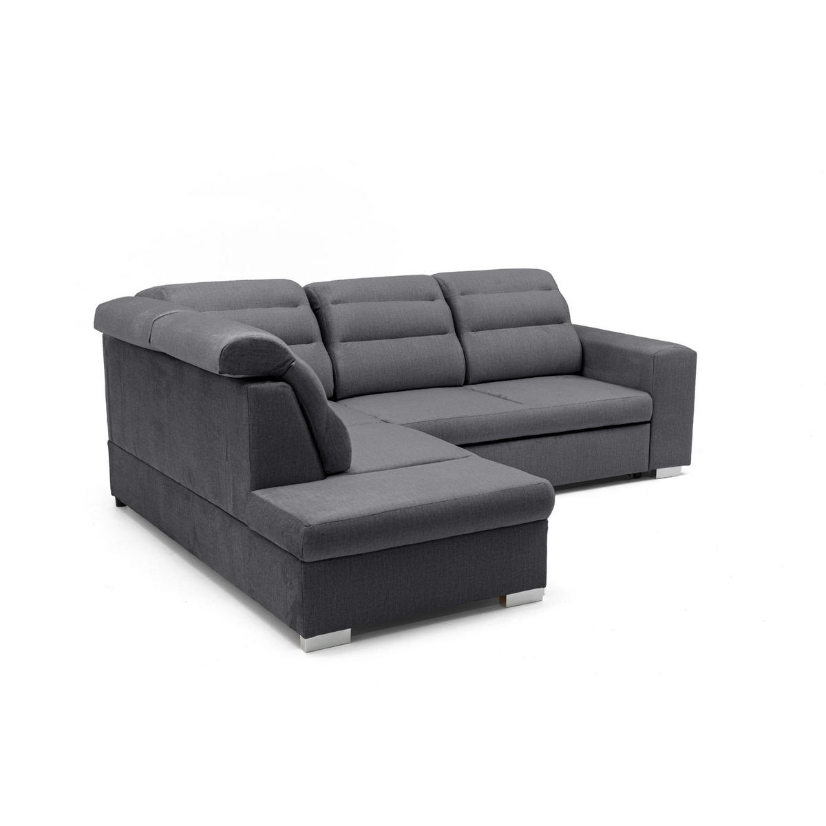 ECKSOFA CLOUD L Links mit Schlaffunktion 120x190 Velours Dunkelgrau - Chromfarben/Dunkelgrau, Holz/Kunststoff (202/260cm) - Muffo