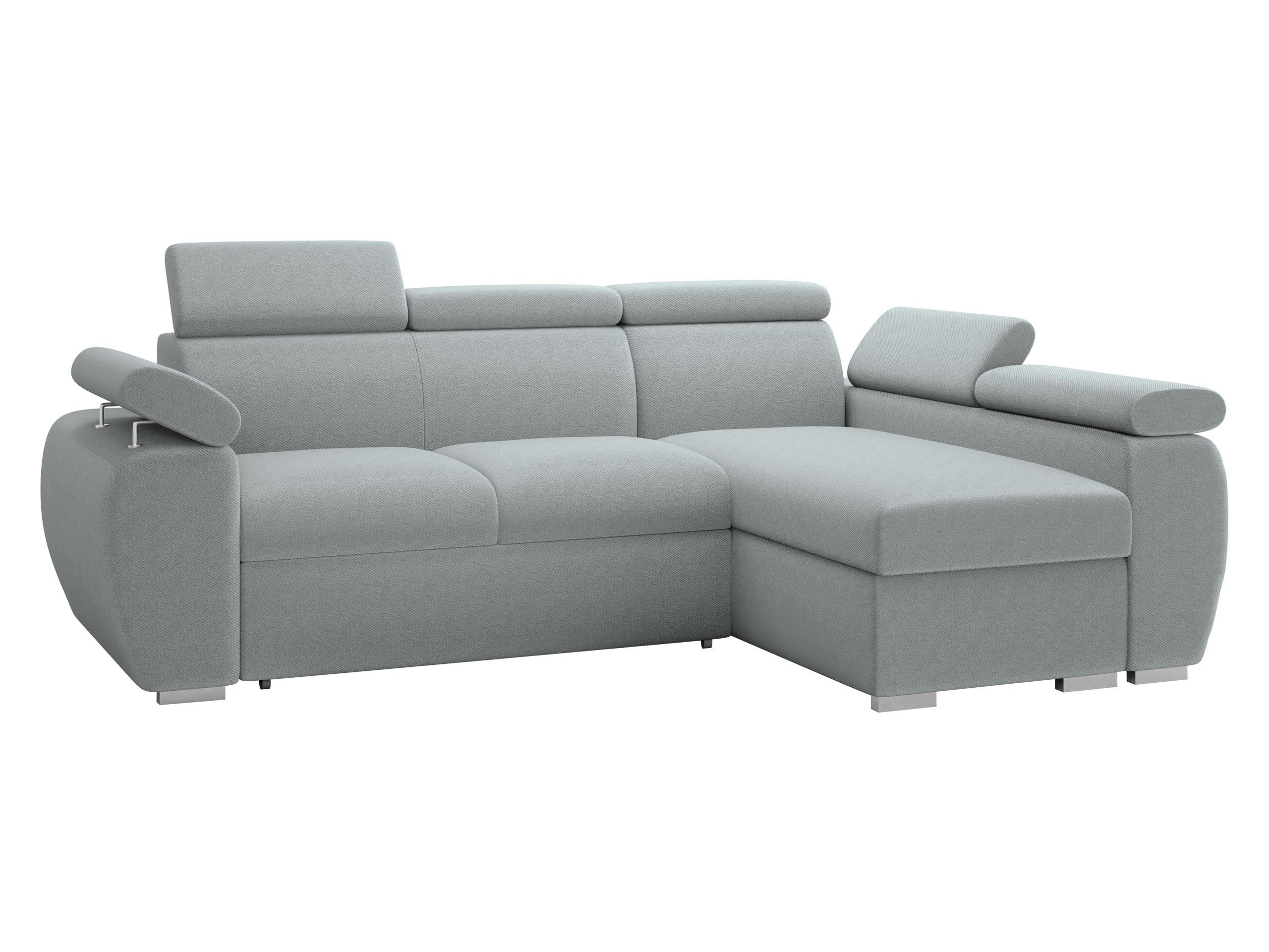 ECKSOFA Boston Mini, Seite: Rechts - 2R+LC - Chromfarben/Blaugrau, Holz/Textil (255/170cm) - MIRJAN24