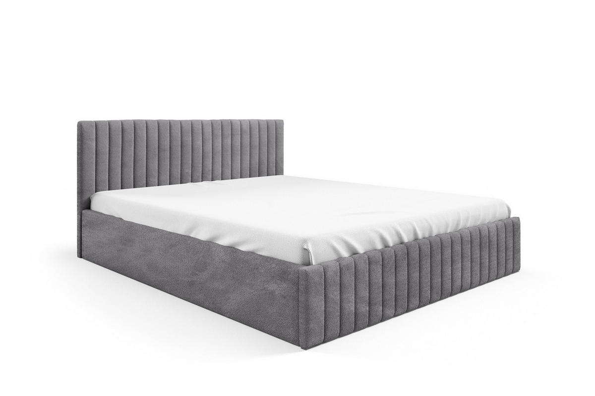 POLSTERBETT Sona Grau 90x200 cm, mit Bettkasten und hohem Kopfteil - Grau, Holzwerkstoff/Textil (90/200cm) - Bettso