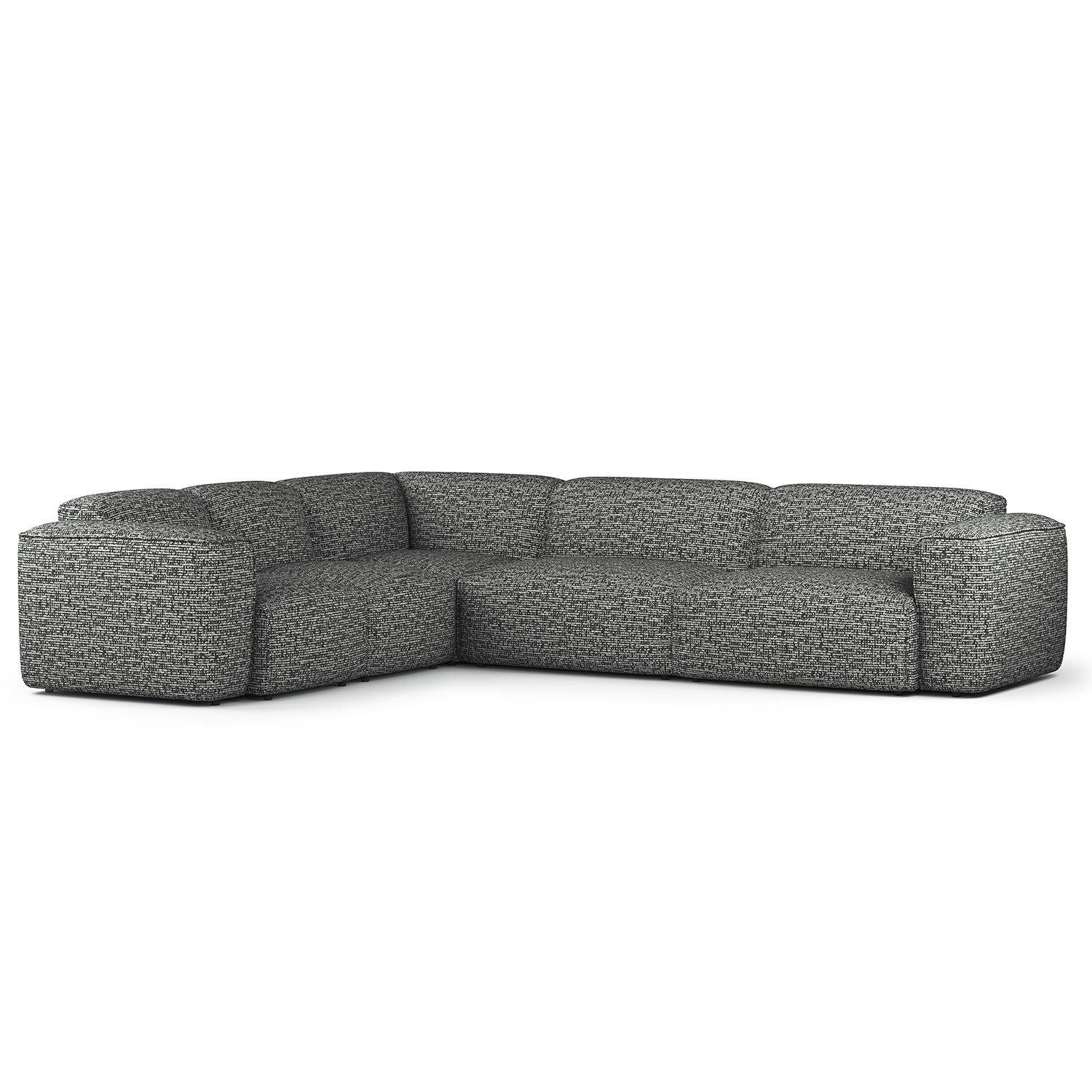 ECKSOFA mit Rundecke - Schwarz/Grau, Kunststoff/Textil (325/260cm) - home24