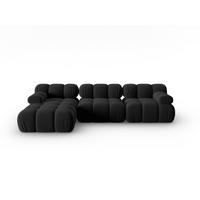 MODULARES-ECKSOFA links Bellis aus Samt schwarz 4 Sitzplätze - Schwarz, Textil (122/285cm) - Micadoni