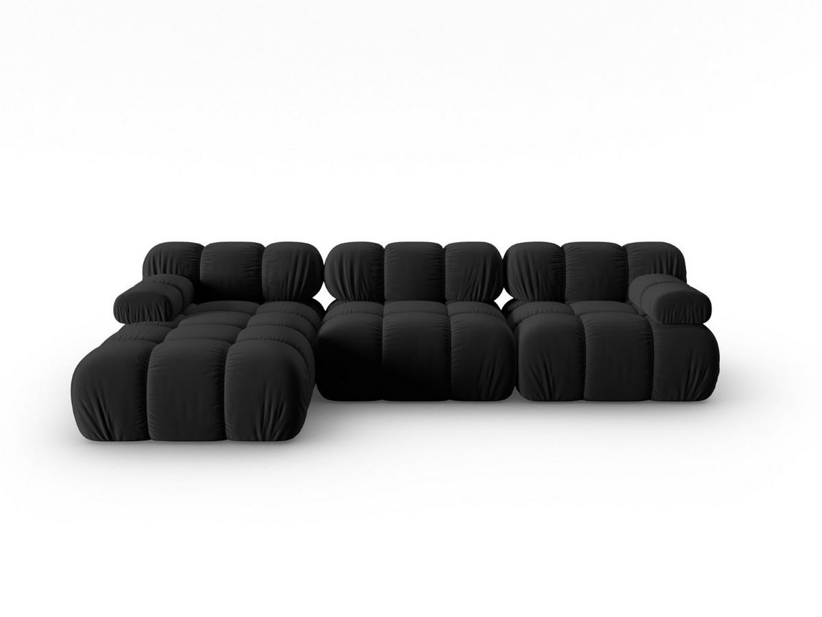 MODULARES-ECKSOFA links Bellis aus Samt schwarz 4 Sitzplätze - Schwarz, Textil (122/285cm) - Micadoni