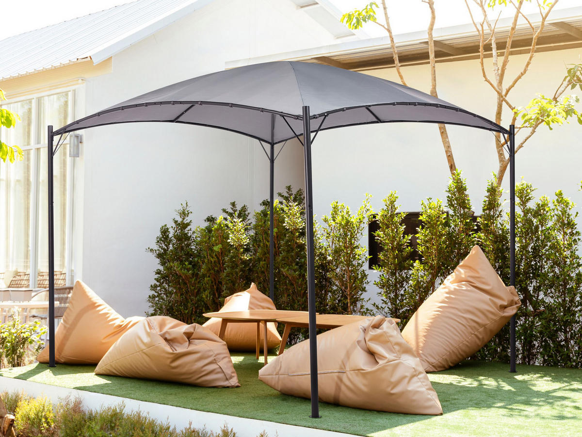 PERGOLA Stahl grau 305/305 cm Vomero - Schwarz/Grau, Kunststoff (305/212/305cm) - Beliani