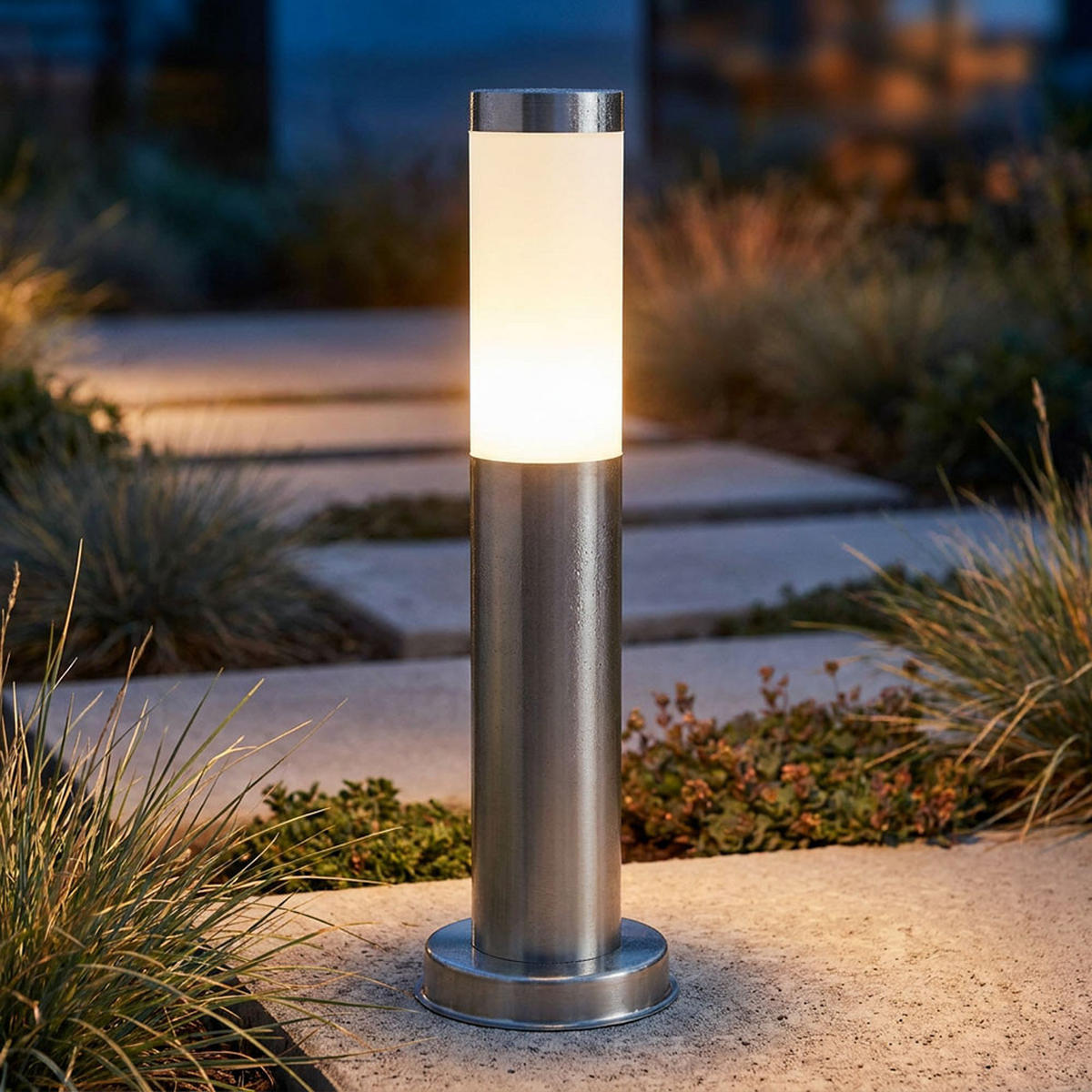 LED WEGELEUCHTE Edelstahl Silber - Silberfarben, Metall (12.7/12.7/45cm)