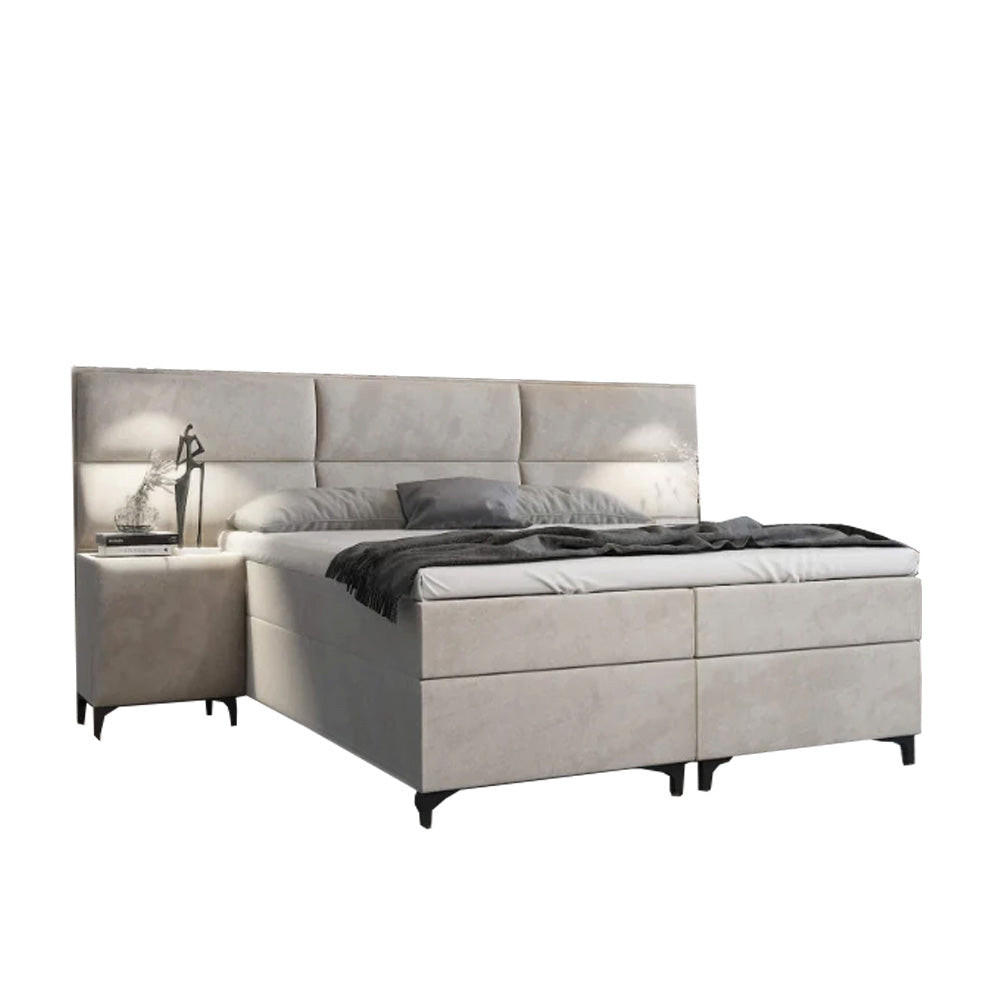 BOXBETT Sapri mit Bettkasten und 2x Nachtisch - Hellgrau, Holz/Holzwerkstoff (200/200cm) - Best For Home