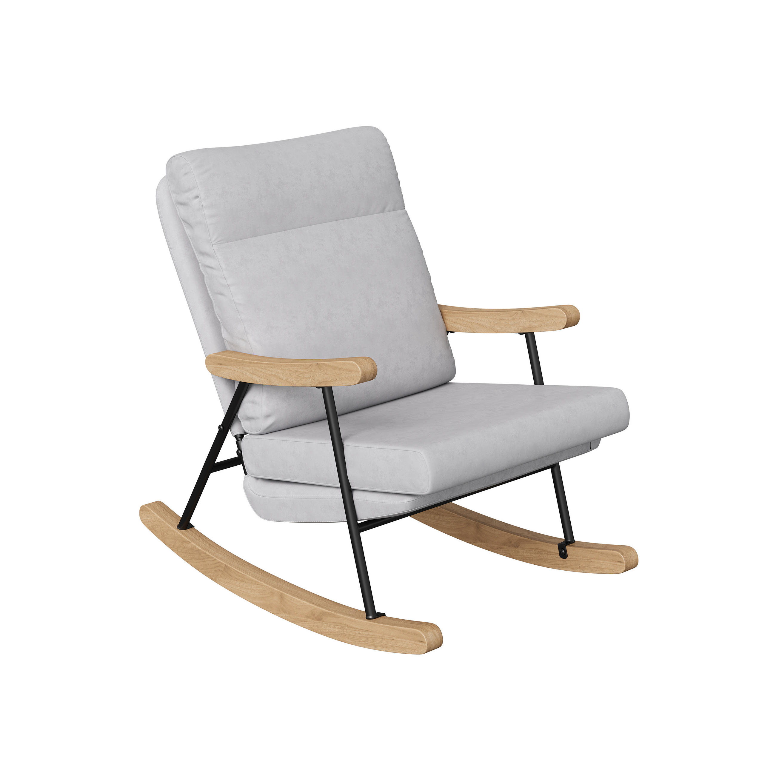 SCHAUKELSTUHL Grau aus Leinen, Polsterstuhl mit Metallgestell, 97 x 64 x 94 cm - Grau, Holz/Textil (64/94/97cm) - PARAFTA HOME