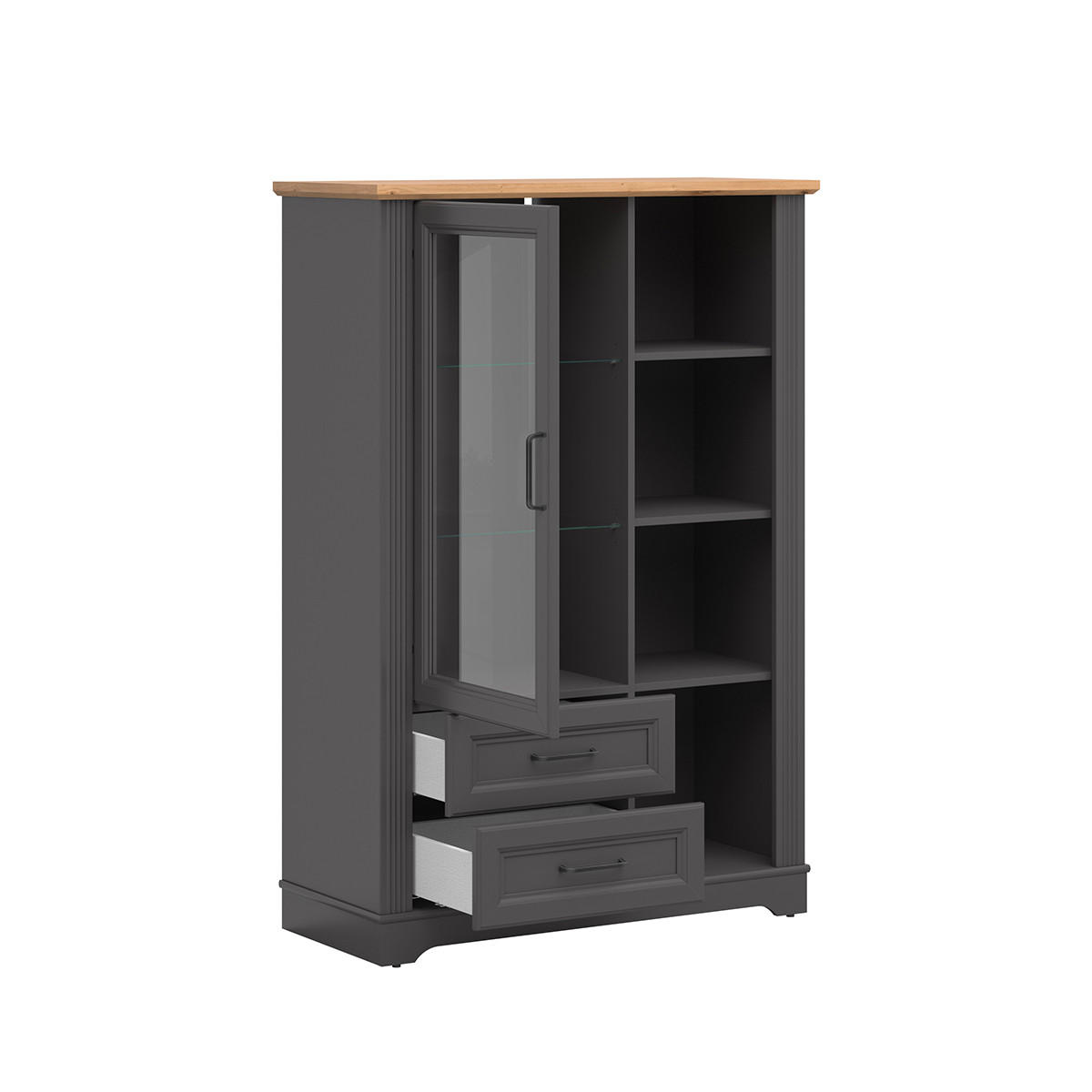 VITRÍNA Charlie Grey - šedá, kompozitní dřevo (100/146/42cm) - Petits-meubles