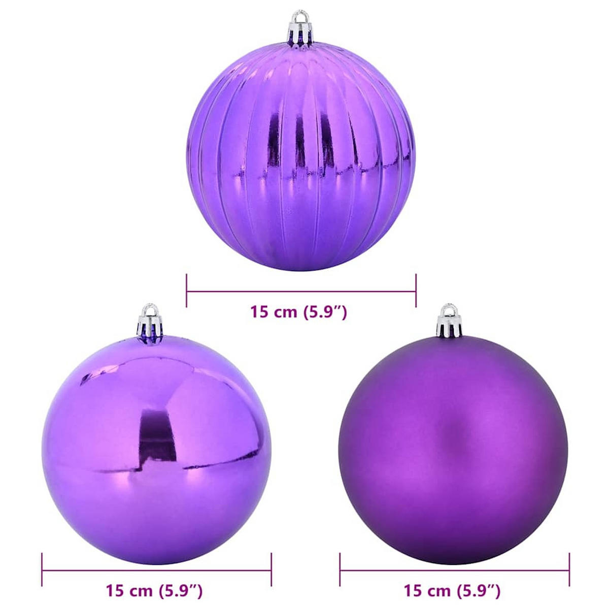 WEIHNACHTSKUGELSET XL 9 -teilig 15/15/15 cm Lila Kunststoff - Lila, Kunststoff (15/15/15cm) - vidaXL