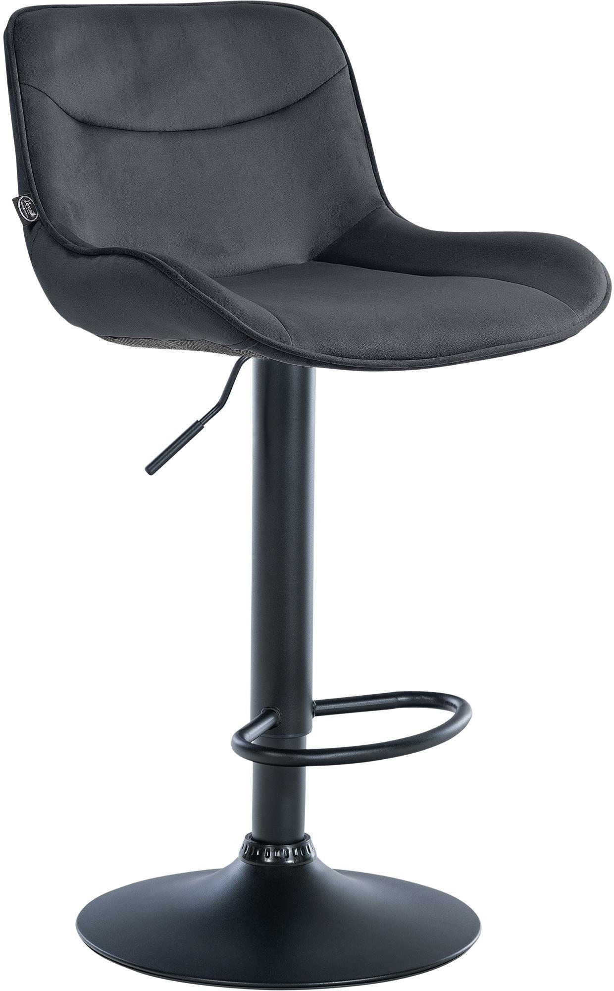 BARHOCKER Vonore Samt 85-106x49x51 cm schwarz - Schwarz, Textil (49/85/51cm) - furnicato