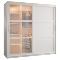 SCHWEBETÜRENSCHRANK 200/180/62 2-türig - Silberfarben/Weiß, Holz/Kunststoff (180/200/62cm) - Abiks Möbel