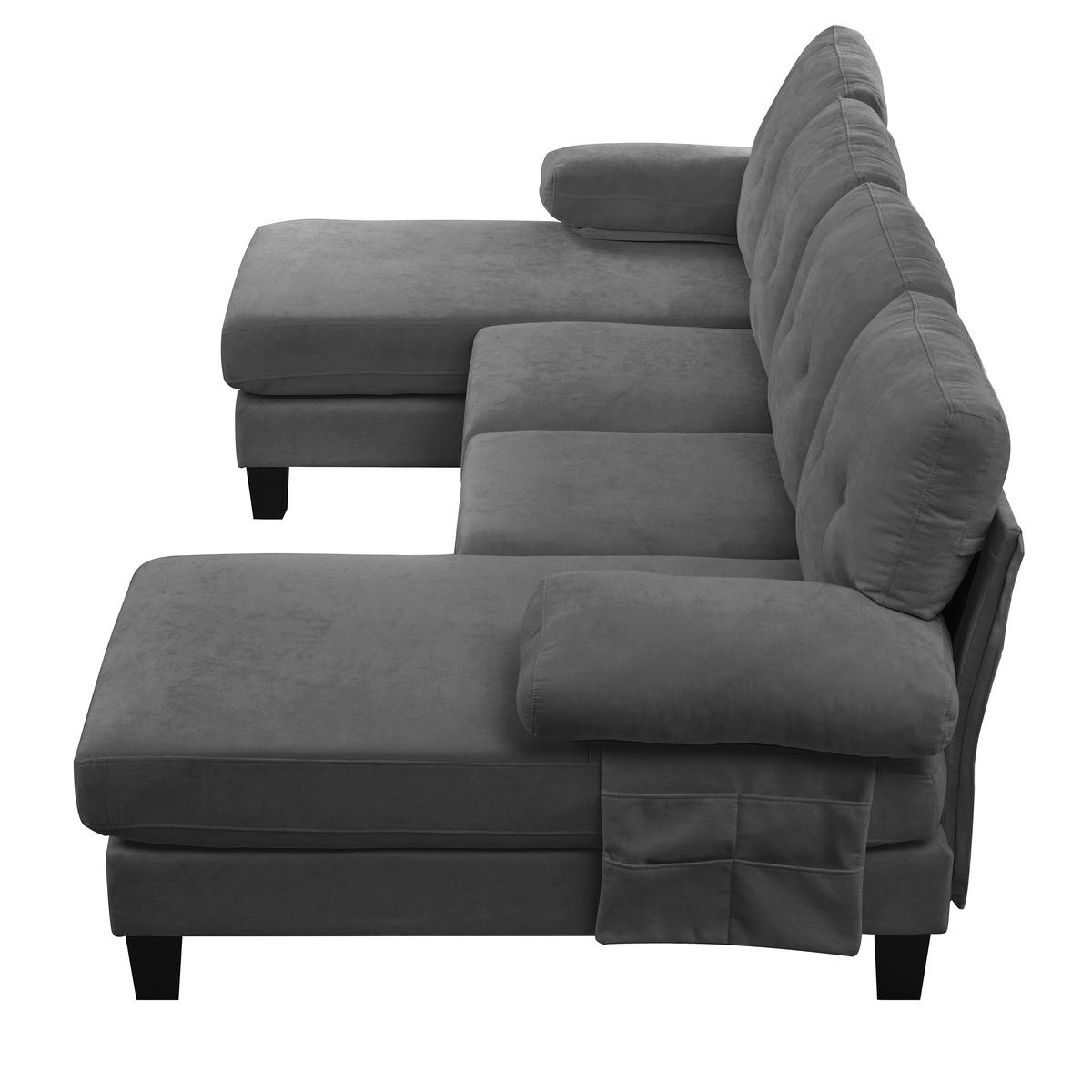 WOHNLANDSCHAFT DE-34680 beidseitige Chaiselongue Grau - Grau, Textil (128/84/242cm) - ComfortXL