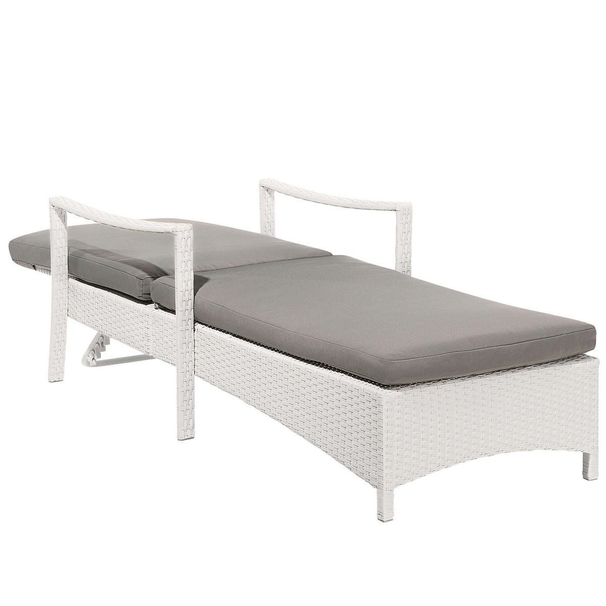 GARTENLIEGE weiß/gruau Vasto - Weiß/Grau, Kunststoff (63/96/158cm) - Beliani