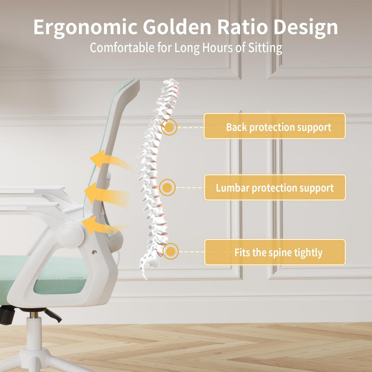 BÜROSTUHL Weiß-Grün ergonomisch mit atmungsaktiver Rückenlehne - Grün, Metall (22.5/53/54.2cm) - Rattrix