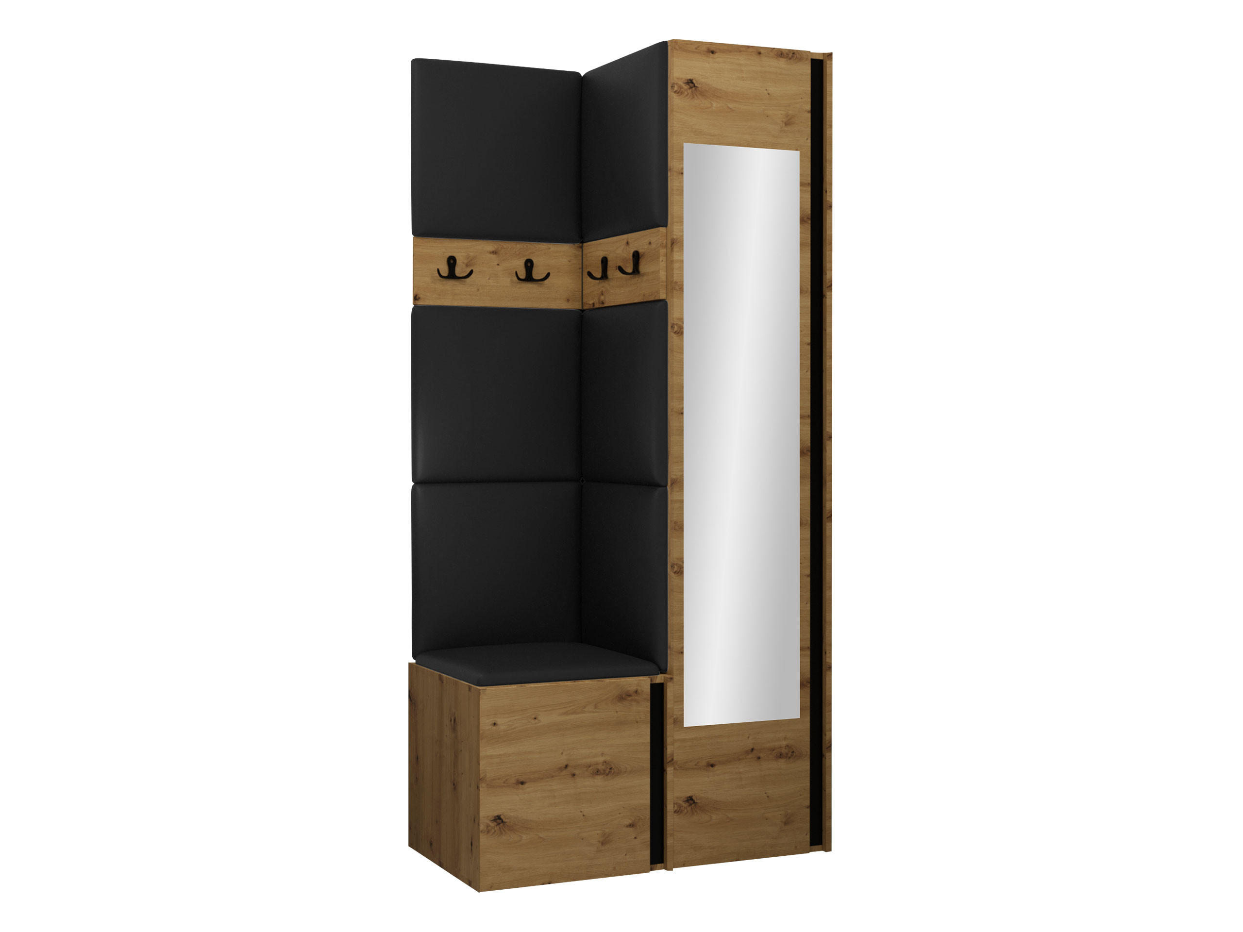 Mirjan24 Garderoben-Set Eiche Artisan, Schwarz 82x186x46 cm