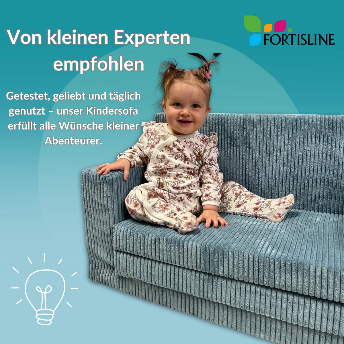 KINDERSOFA aus Kuschel-Cord in Braun - Braun, Textil (83/47/43cm) - Fortisline