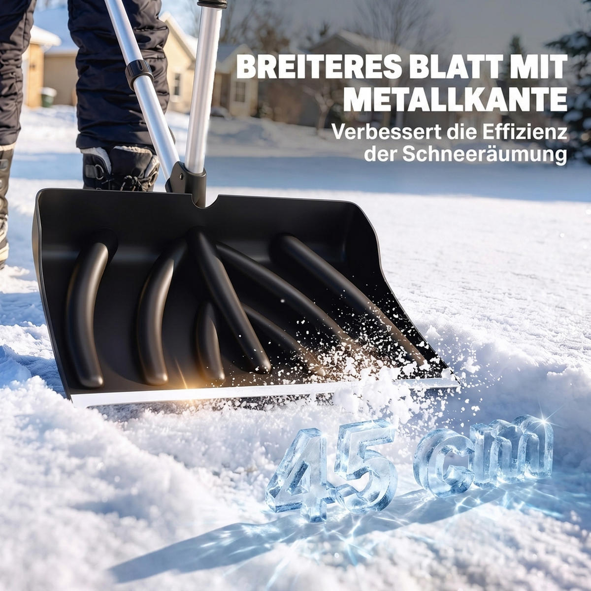 SCHNEESCHIEBER Aluminium Kunststoff Schwarz - Schwarz, Metall (37/135/45cm) - Outsunny