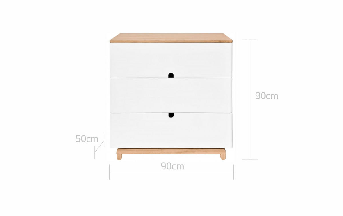 KINDERKOMMODE Nomi – rustikale Eleganz und Funktionalität - Weiß, Holzwerkstoff (90/90/50cm) - RAUMHIRSCH FURNITURE