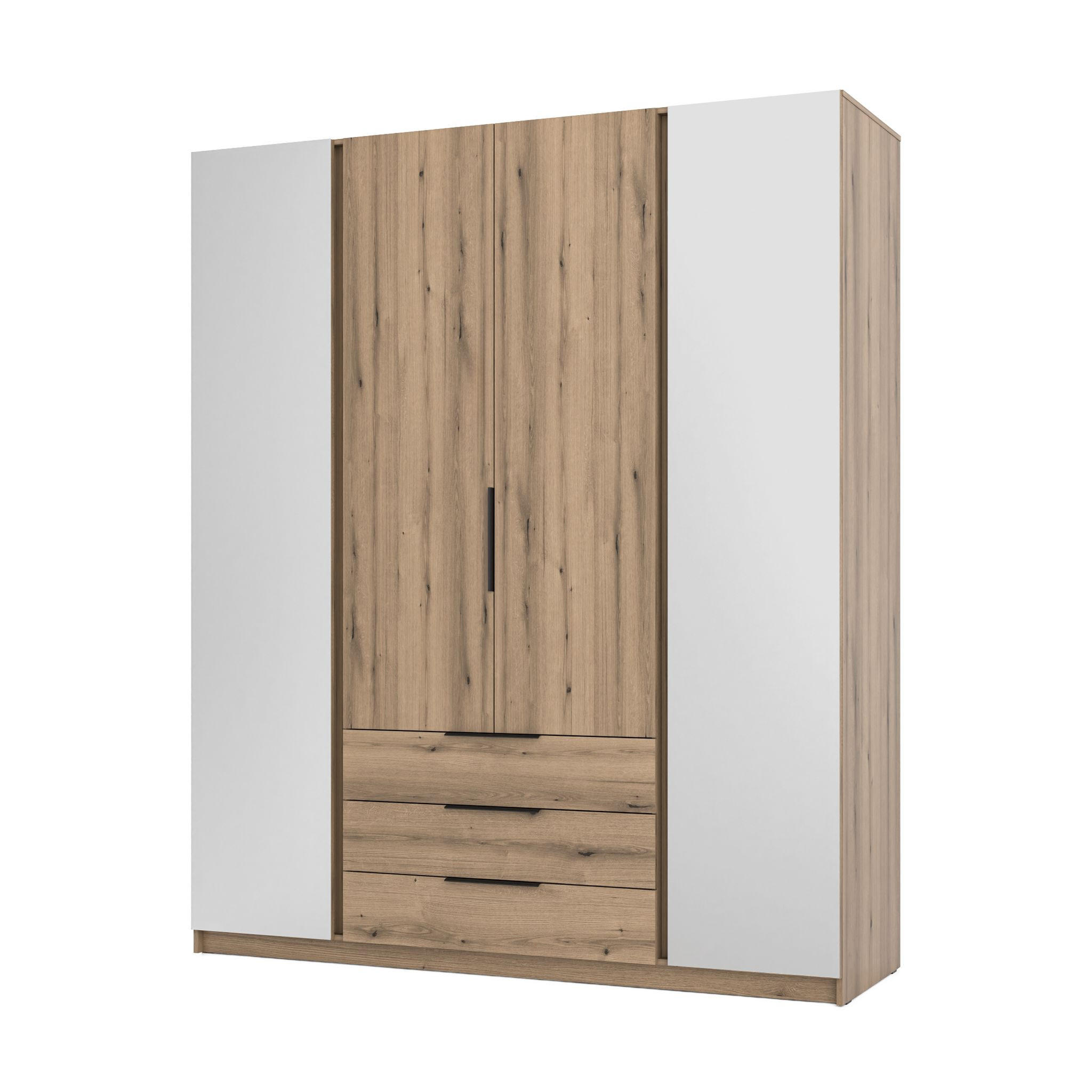 DREHTÜRENSCHRANK CAGLIARI 200/239/61,9cm 4-türig mit Spiegel Goldfarben - Goldfarben, Holzwerkstoff (200/239/61.9cm) - MASSENO