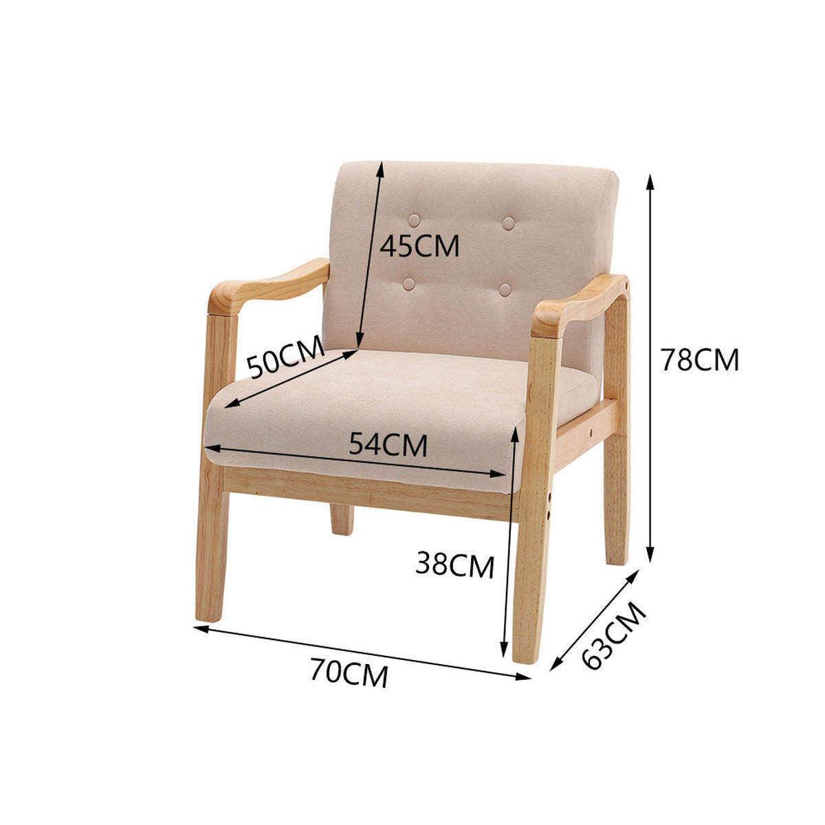 POLSTERSESSEL 70/63/78 cm Armlehnen Holzrahmen Leinen Beige - Beige/Naturfarben, Holz/Textil (70/78/63cm) - Livingandhome