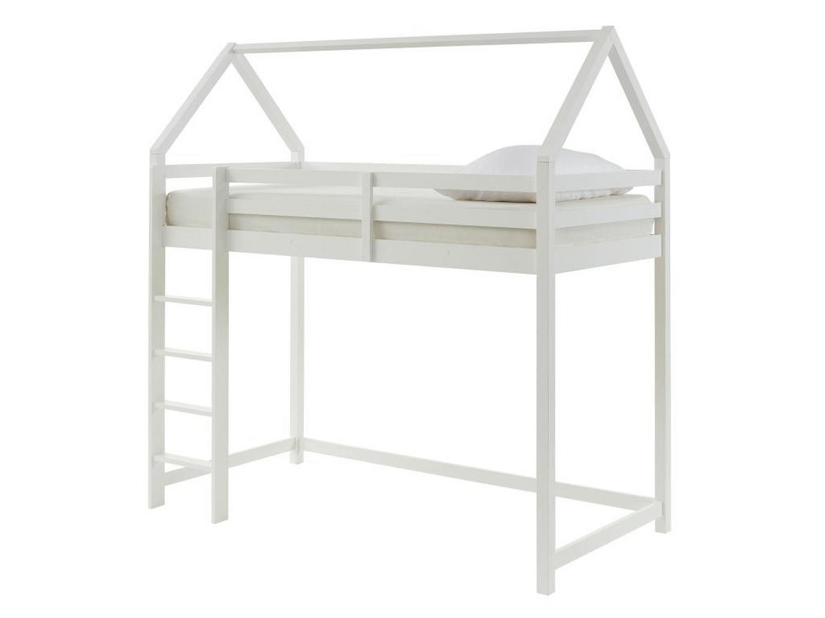 HOCHBETT Hausbett - Kiefernholz - 90 x 190 cm - Weiß - TARZIA - Weiß, Holz - Vente-Unique