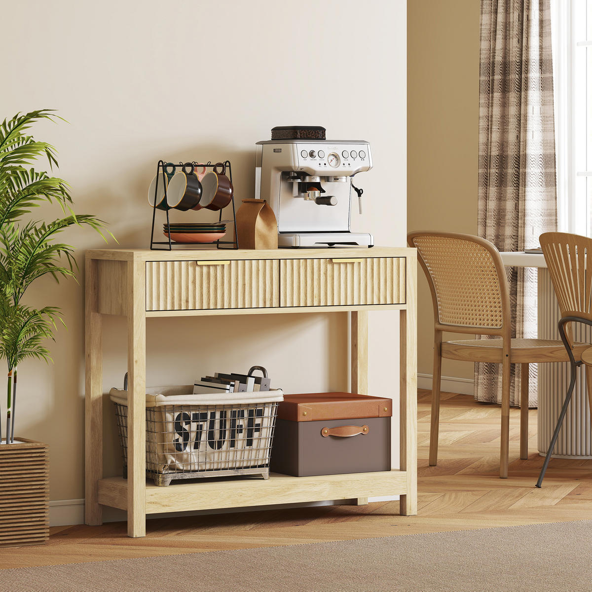 KONSOLENTISCH DE-16819 Naturholz - Naturfarben, Holzwerkstoff (90/30/76cm) - ComfortXL