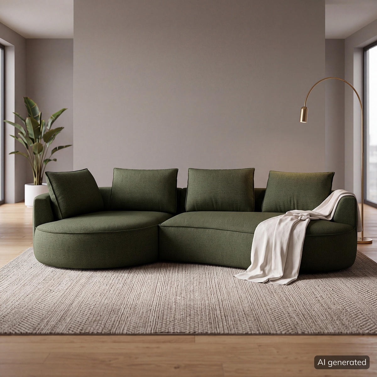 BIGSOFA - Schwarz/Grün, Kunststoff/Textil (322/82/154cm) - home24