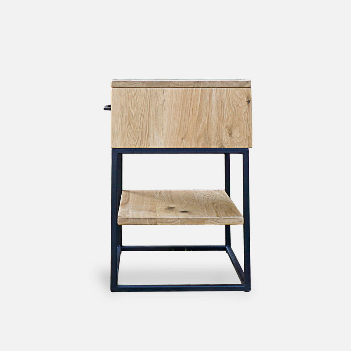 EICHEN-NACHTTISCH im industriellen Stil mit Schublade und Regal für das Schlafzimmer MERIS I - Eichefarben, Holz (40/55/35cm) - Rawood Furniture