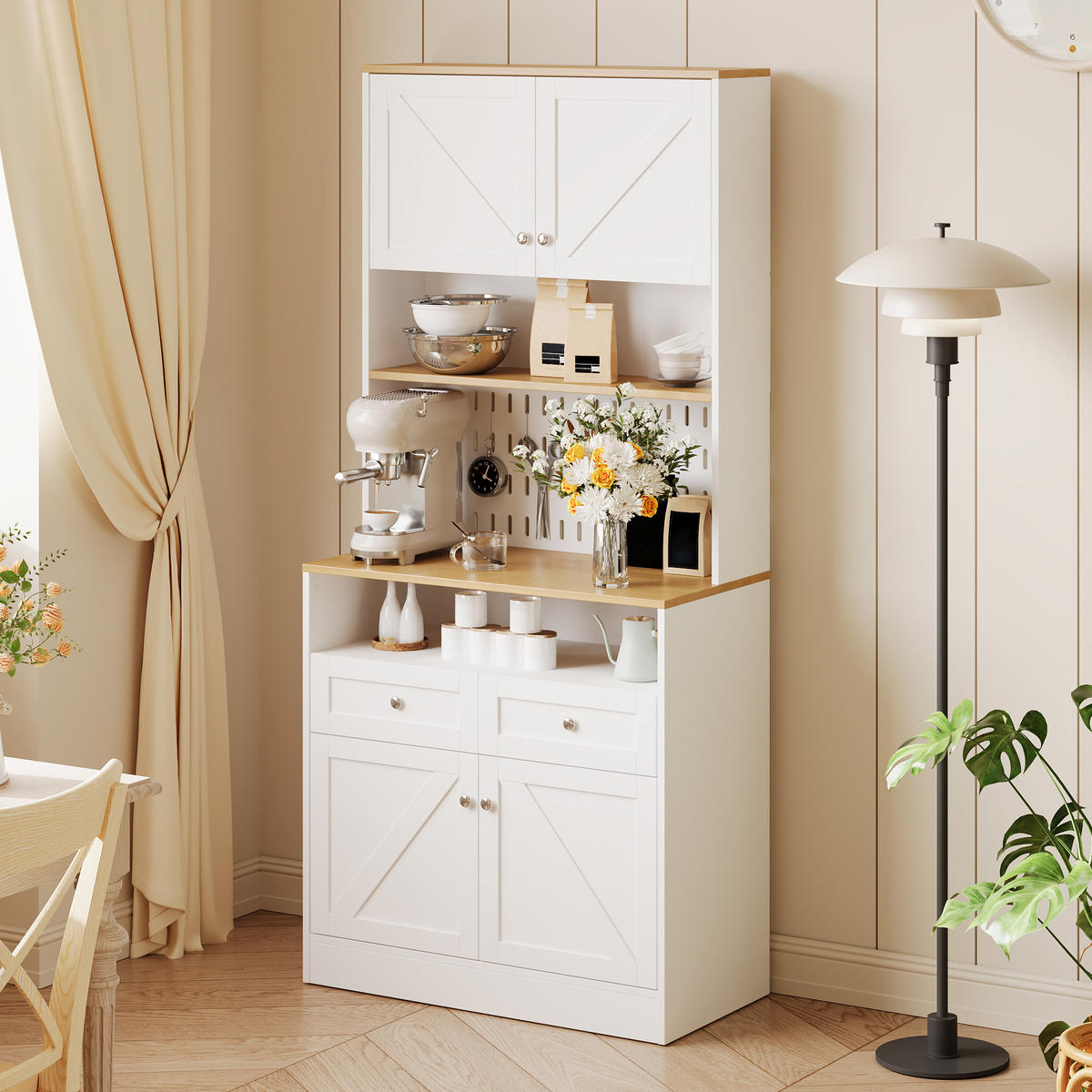 SIDEBOARD Weiß 2 Schubladen 4 Türen - Weiß, Holz (80/175/40cm) - Fortuna Lai
