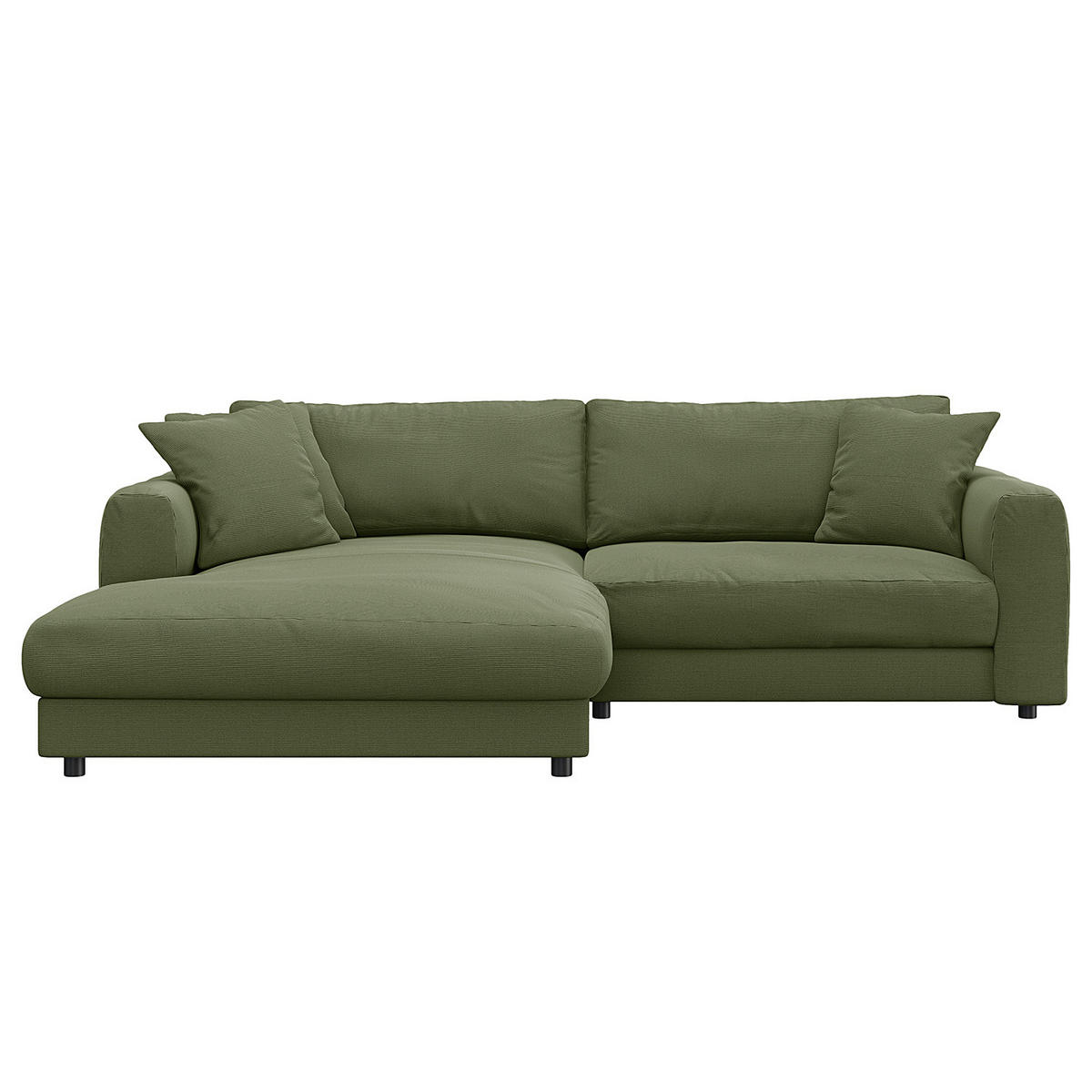 ECKSOFA mit Longchair - Schwarz/Grün, Textil (238/183cm) - home24