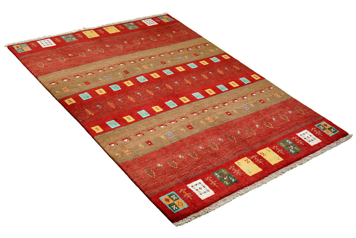 TEPPICH Gabbeh Sonnat Mehrfarbig 200/151 cm Schurwolle - Multicolor, Textil (151/200cm) - Looma