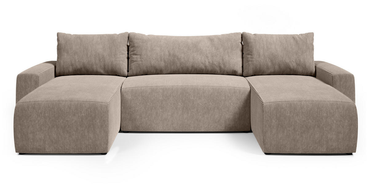 WOHNLANDSCHAFT Plush mit Schlaffunktion Beige Cord - Beige, Kunststoff/Textil (315/72/145cm) - Bromarkt