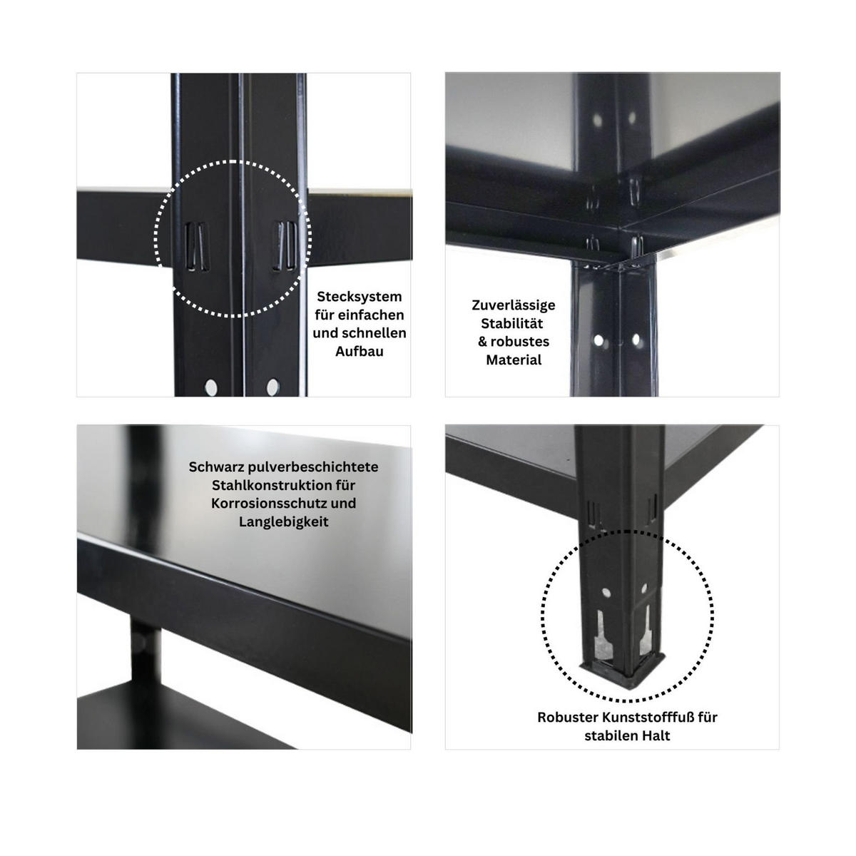SCHWERLASTREGAL Ares 2er-Set 180x90x40cm Fachlast 125 kg Schwarz - Schwarz, Metall (180/180/40cm) - PROREGAL