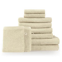 HANDTUCH 8-teilig, 2x Badetuch 70/140 + 4x Handtuch 50/100 + 2x Gästetuch 30/30 + 2x Waschlappen 15/20 cm, Sandfarben - Sandfarben, Textil (70/140cm) - Blumtal
