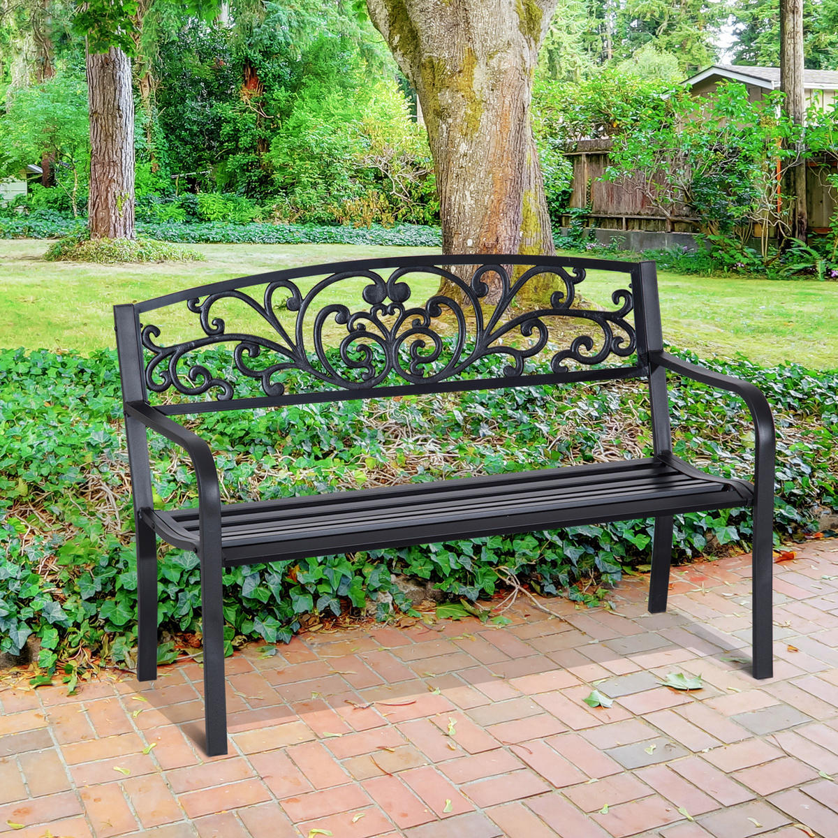GARTENBANK DE-17801 2-Sitzer mit eleganten Rundungen Schwarz - Schwarz, Metall (127/87/60cm) - ComfortXL