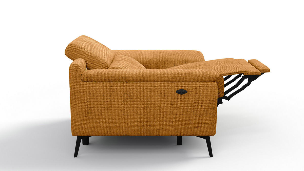 SESSEL FIERO mit Relaxfunktion, orange - Schwarz/Orange, Holzwerkstoff/Textil (114/82/103cm) - Courtois Laville