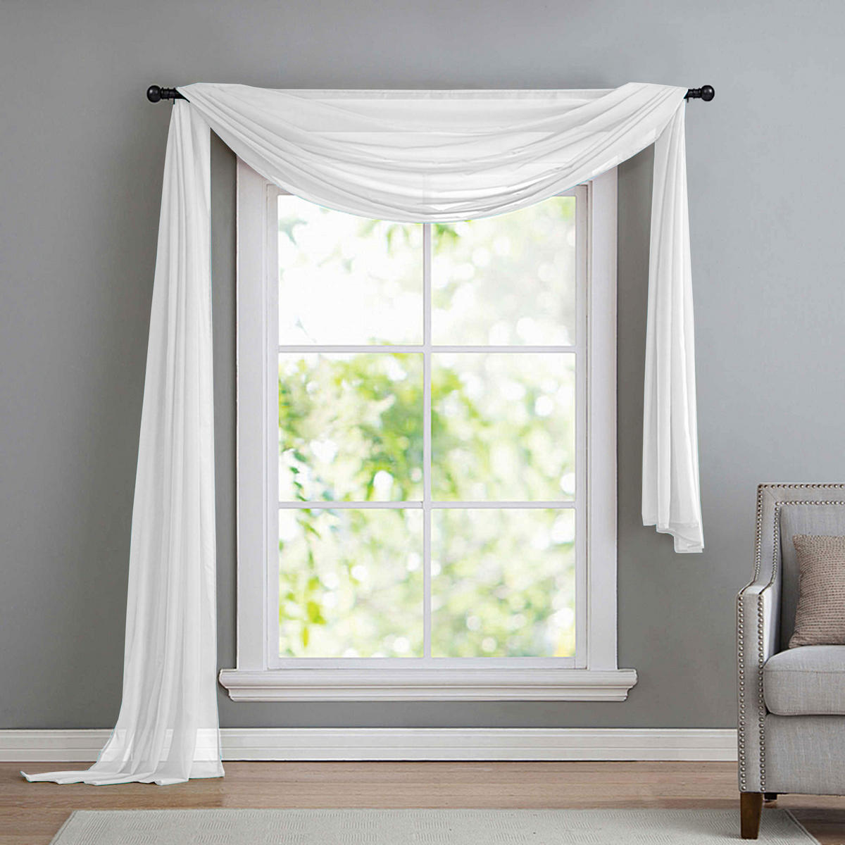 QUERBEHANG 1ER SET HxB 140x600 Weiß - Weiß, Textil (140/600cm) - Gardinenbox