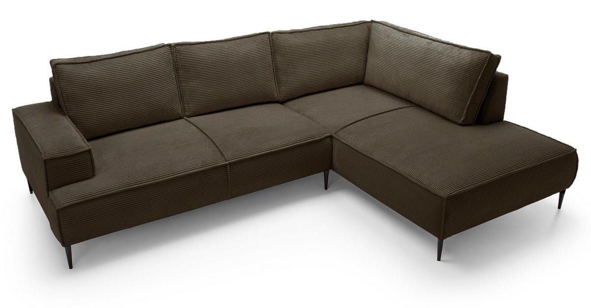 SCHLAFSOFA 275 cm L-Form Harmonia mit Beinen, Rechts, Braun - Braun, Holz (195/275cm) - Emporius