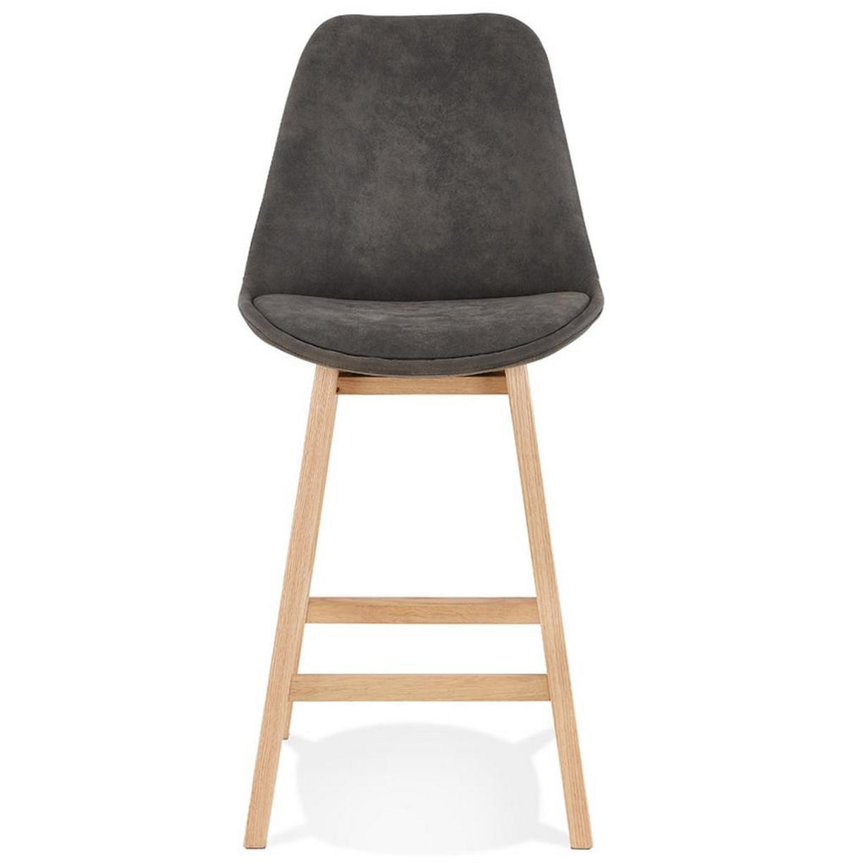 BARHOCKER Mikrofaser Massivholzbeine Sitzhöhe 66cm Skandi-Stil NIXARA MINI, Anthrazit-Beige 48x56x103 cm - Anthrazit/Beige, Eichenholz/Textil (48/103/56cm) - KADIMA DESIGN