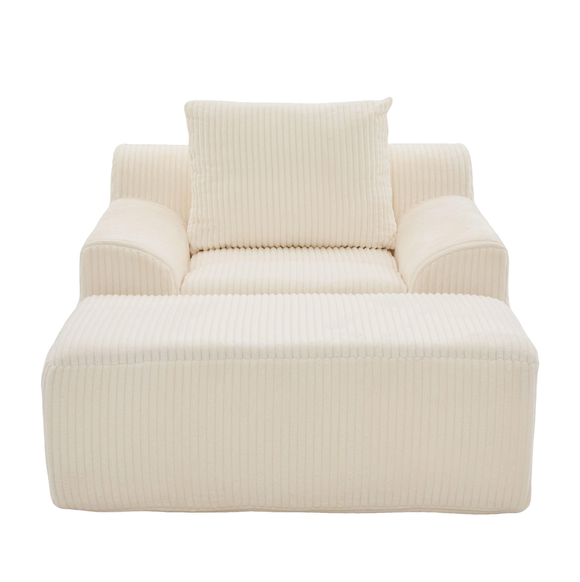 SESSEL mit Fußpedal Kord Beige 147/110/67 cm - Beige, Textil (147/67/110cm) - OKWISH