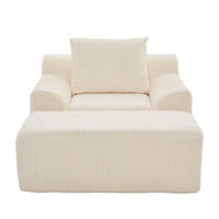 SESSEL mit Fußpedal Kord Beige 147/110/67 cm - Beige, Textil (147/67/110cm) - OKWISH