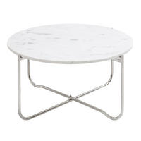 COUCHTISCH NOBLE Marmor rund Weiß 62cm - Weiß, Stein/Metall (62/62/33cm) - riess-ambiente
