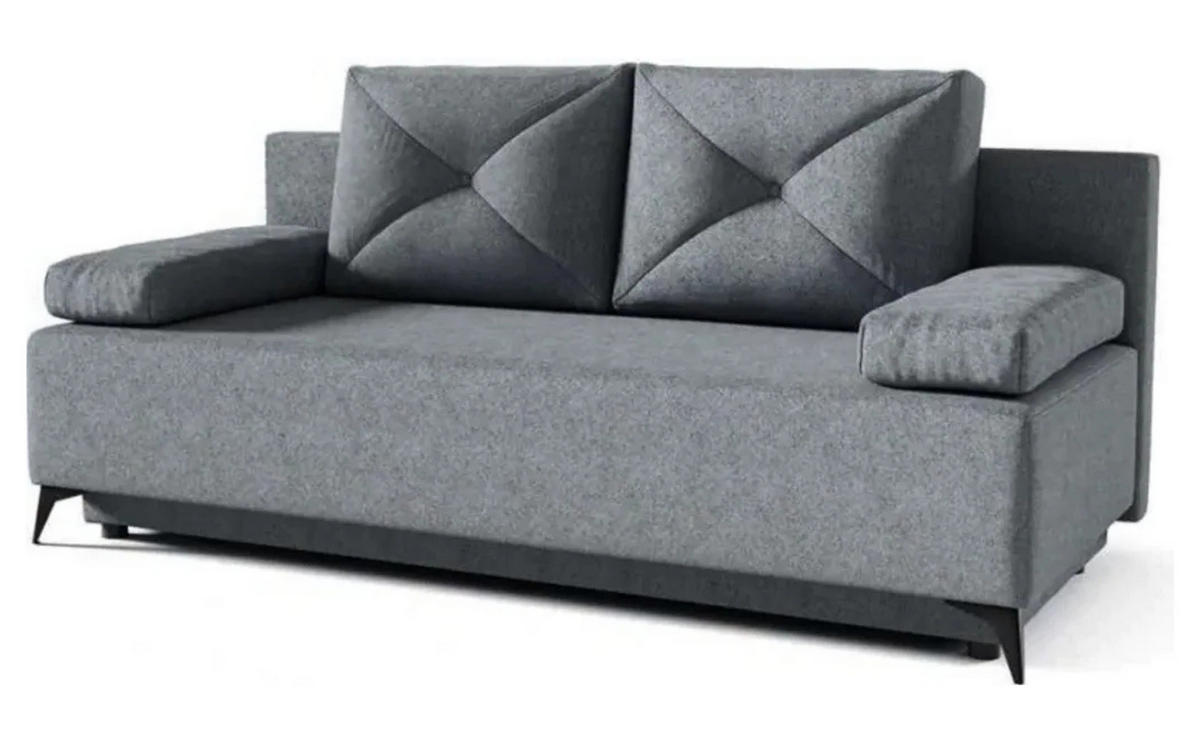 SCHLAFSOFA Zosia, Sofa mit Schlaffunktion und Bettkasten, Klappsofa, Schlafcouch aus Veloursstoff, Couch in Frabe: Grau - Dunkelgrau, Textil (195/90/85cm)