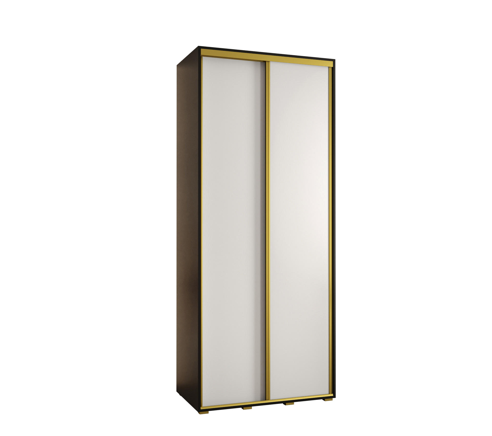 Abiks Möbel Schwebetürenschrank Schwarz, Weiß, Gold 110x235x45 cm
