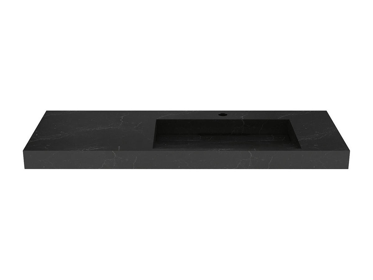 WASCHBECKEN hängend - 120 x 45 x 8 cm - Solid Surface - Marmor-Optik Schwarz - OKAPA - Schwarz, Stein (120.2/8/45.2cm) - Vente-Unique