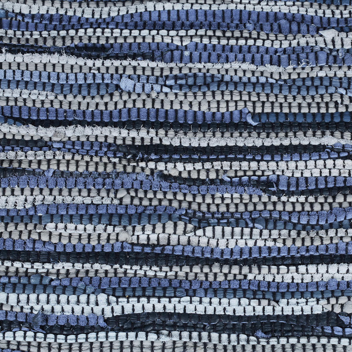 FLICKENTEPPICH - Blau, Leder/Textil (140/70cm) - Relaxdays