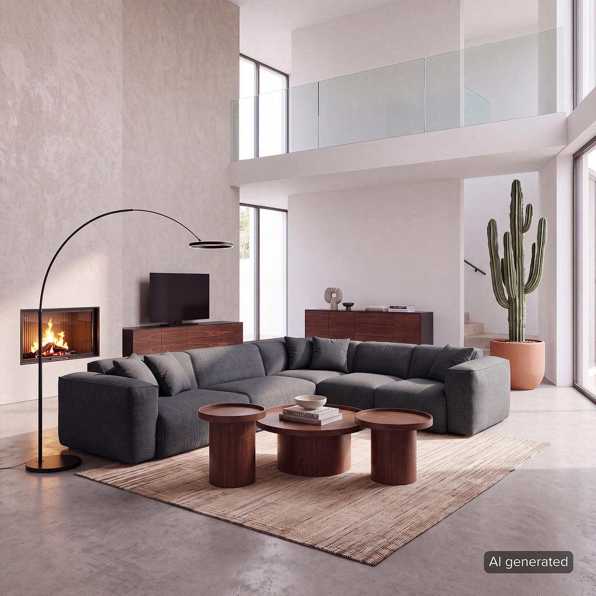 ECKSOFA mit Rundecke - Schwarz/Grau, Kunststoff/Textil (325/260cm) - home24