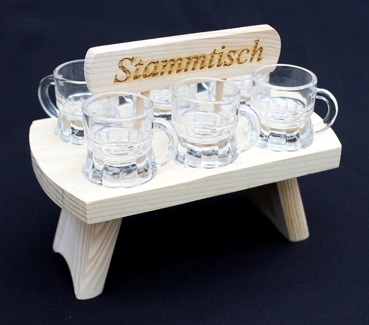 SCHNAPSBRETT mit Gravur und 6 Gläsern Holz Natur 20 cm - Braun, Holz (20/4.5/11cm) - DanDiBo