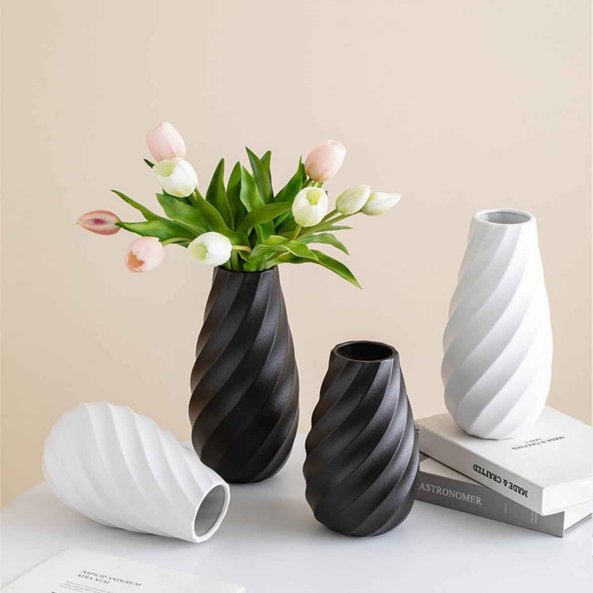 VASE 25 x 12 cm Keramik - Schwarz, Keramik (25.5cm) - LIBRATON