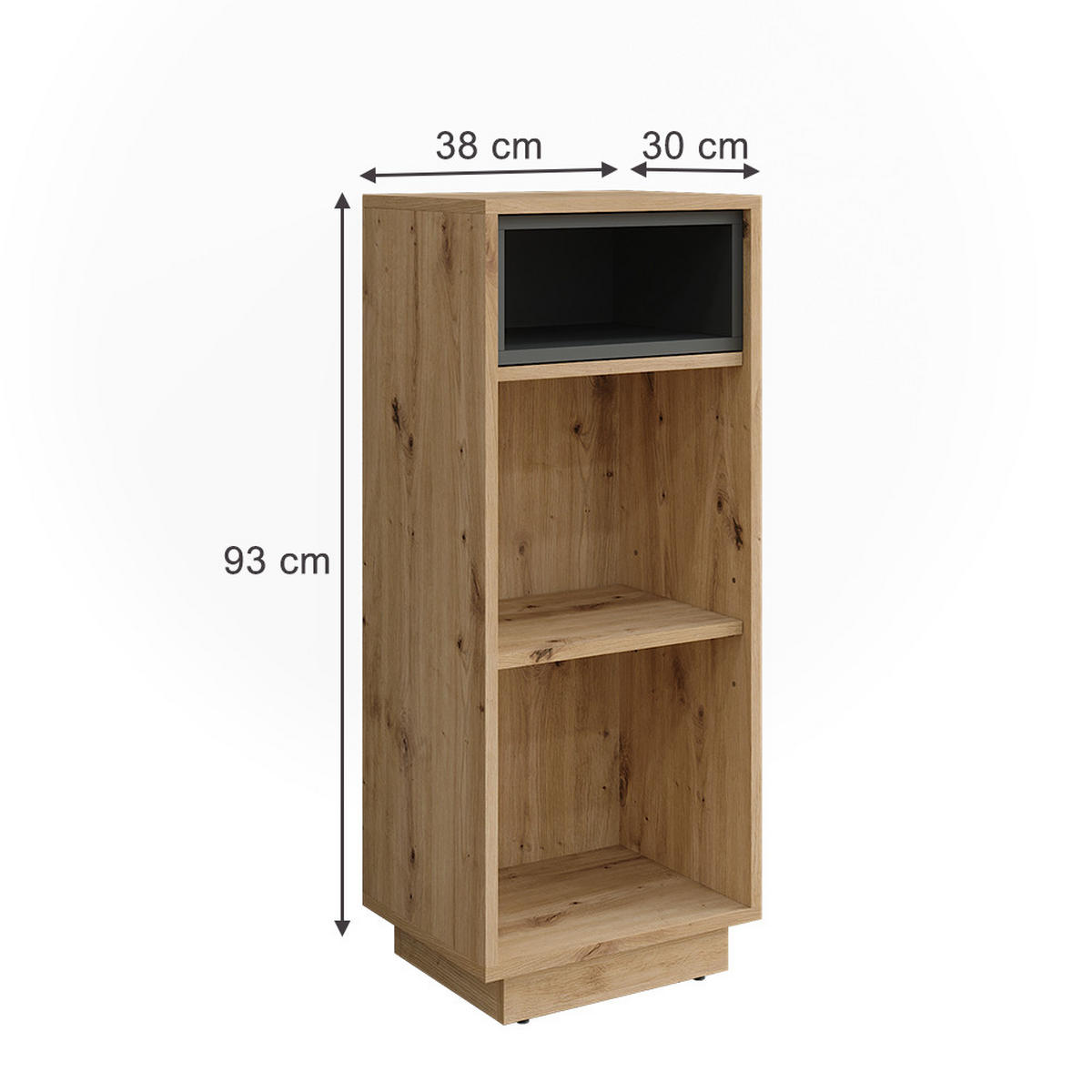 MIDISCHRANK Beatrice Artisan Eiche/Anthrazit 38 x 93 cm mit 3 Fächern - Anthrazit/Eiche Artisan, Holzwerkstoff (38/93/30cm) - Vicco