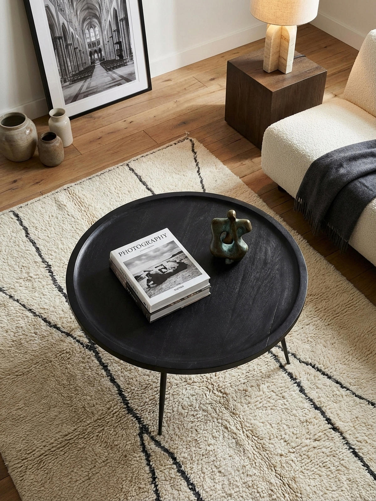 COUCHTISCH in Schwarz aus Metall und massivem Mangoholz mit natürlicher Maserung, 75x75x38 cm - Schwarz, Holz/Metall (75/75/38cm) - KADIMA DESIGN